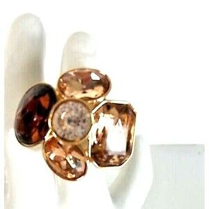 Banana Republic Women's Large Crystal Bronze Flower Cocktail Ring 6 NWT  59